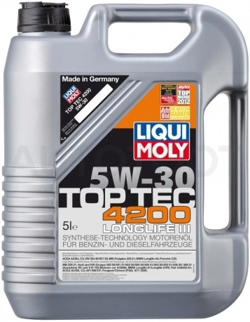 Масло моторное синтетическое Top Tec 4200 5W-30 5л - Артикул 7661 - Производитель Liqui Moly - Фото, Отзывы, Цены