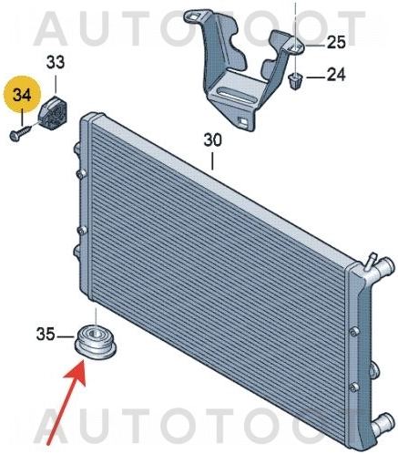 Крепление радиатора нижнее -FM4054 Sufix для SKODA OCTAVIA, SKODA FABIA, SKODA SUPERB, SKODA YETI, VOLKSWAGEN POLO, VOLKSWAGEN TIGUAN