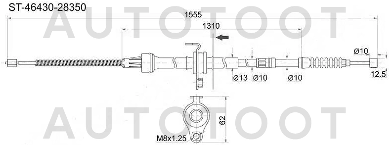 Трос ручника левый 2WD -ST4643028350 Sat для TOYOTA LITE ACE NOAH