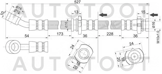 Шланг тормозной передний правый -ST462100M011 Sat для NISSAN ALMERA, NISSAN PULSAR, NISSAN SUNNY