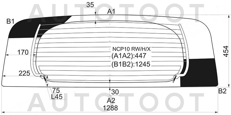 Стекло заднее (крышка багажника) с обогревом -  для TOYOTA RACTIS