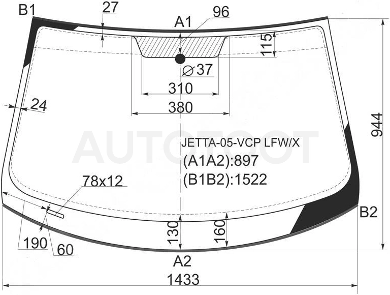Стекло лобовое в клей -  для VOLKSWAGEN JETTA