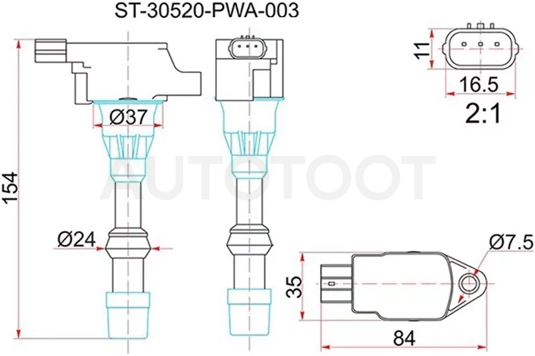Катушка зажигания FR HONDA CIVIC 06-12/FIT/JAZZ 02-08/INSIGHT 09-14 L12/L13