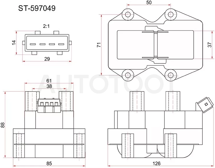 Катушка зажигания PEUGEOT 106/206/306/309/405 00-10 (модуль) - Артикул ST597049 - Производитель Sat - Фото, Отзывы, Цены