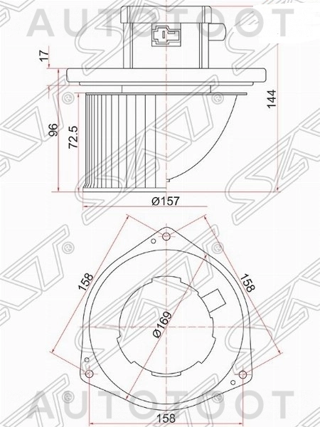 Мотор отопителя салона (левый руль) -ST7802A105 Sat для MITSUBISHI L200, MITSUBISHI PAJERO SPORT, NISSAN PATROL, NISSAN SAFARI