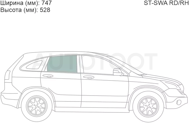 Стекло боковое опускное (Сзади/ Справа/ Цвет зеленый) Honda CR-V 06-12