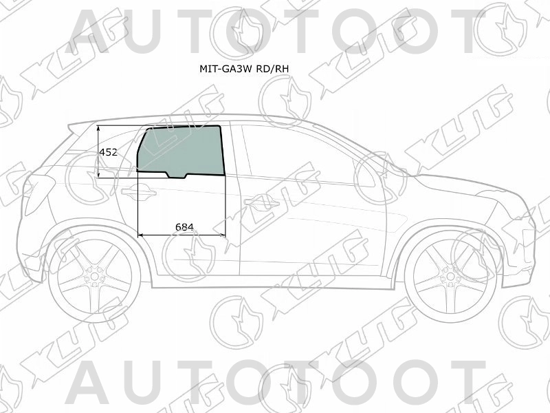 Стекло заднее правое опускное -  для MITSUBISHI ASX