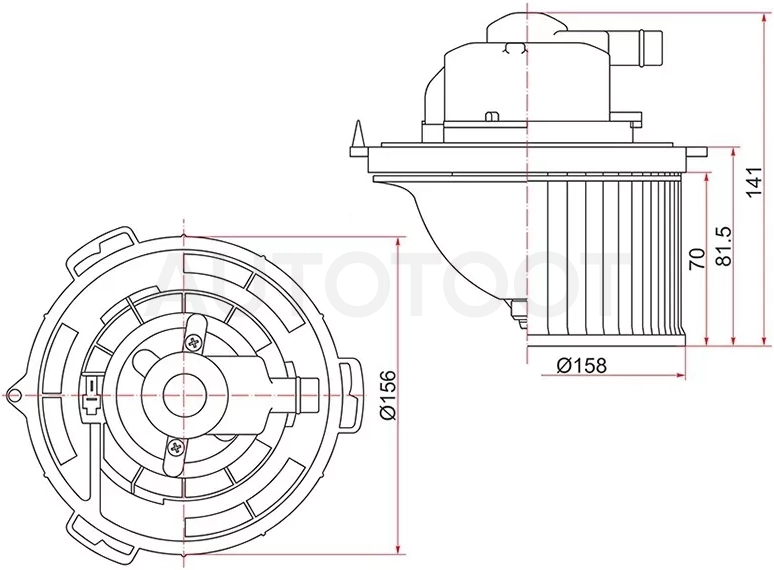 Мотор отопителя салона (Левый руль) Mazda 3 03-09 / 5 04-11 - Артикул STBP4K61B10 - Производитель Sat - Фото, Отзывы, Цены