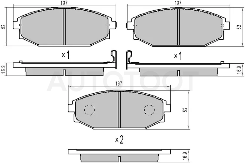 Колодки тормозные (Спереди) Hyundai Elantra 00-03 / Toyota Hilux Pick Up 04-11 / Hyundai Galloper 97-03 / Matrix 01-05 / SsangYong Korando 96-06 / Musso 93-98