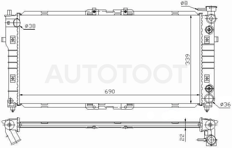 Радиатор охлаждения 2L AT -MZ0002V6 Sat для MAZDA 626 (CAPELLA), MAZDA CRONOS
