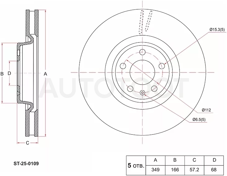 Диск тормозной (Спереди) Audi A4 15- / A5 16- / Q5 16-20 / Q7 15- / Volkswagen Touareg 18- / Audi S4 16-19 / S5 17