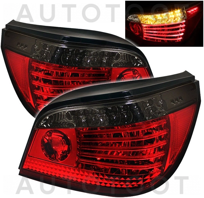 Фонарь задний левый+правый (седан, комплект, тюнинг, с диодами, хрусталь, красный-тонированный) -  для BMW 5SERIES