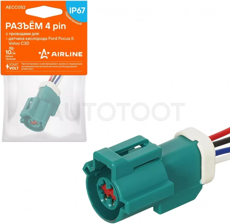 Разъём 4 pin с проводами для датчика кислорода Ford Focus II, Volvo C30
