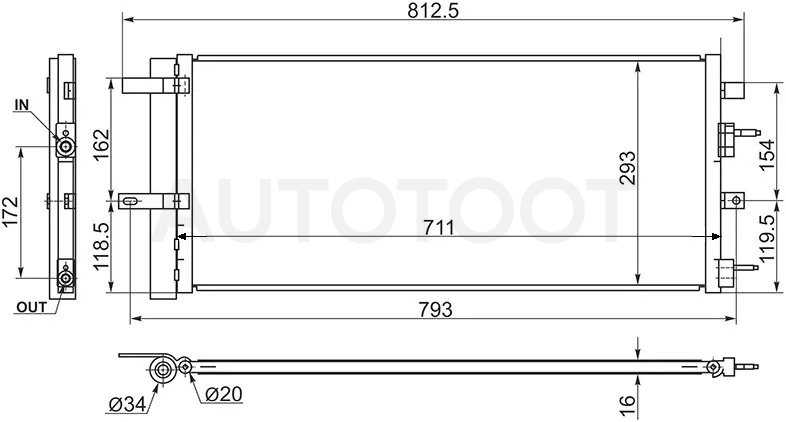 Радиатор кондиционера Ford Mondeo 14-19 / Edge 15-18 / Galaxy 15-19 / S-MAX 15-19