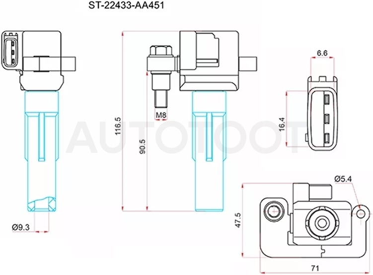 Катушка зажигания SUBARU FORESTER 01-07/IMPREZA 01-07 EJ205 2,0 WRX 01