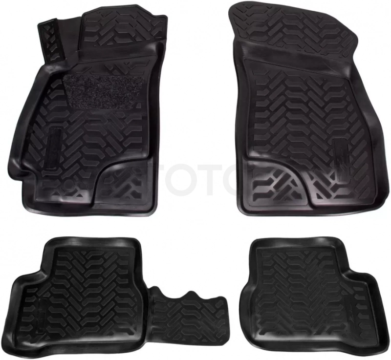 Ковры для Hyundai Accent II (00-12), 4 шт., выс.борт, 3D с подпятником, ТЭП, черн.