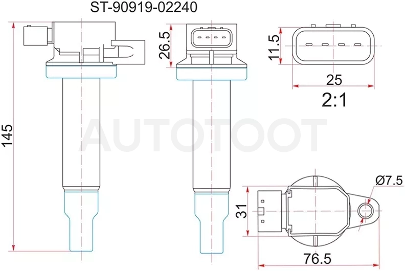 Катушка зажигания TOYOTA 1SZ/1-2NZ-FE 99 - Артикул ST9091902240 - Производитель Sat - Фото, Отзывы, Цены