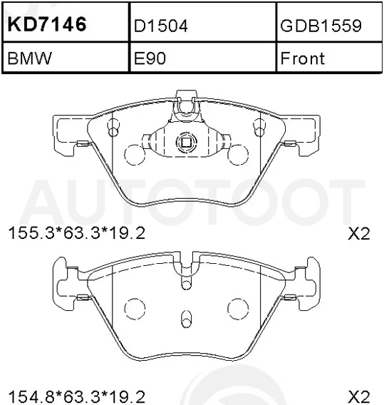 Колодки тормозные (Спереди) BMW 1-Series 04-13 / 3-Series 05-14