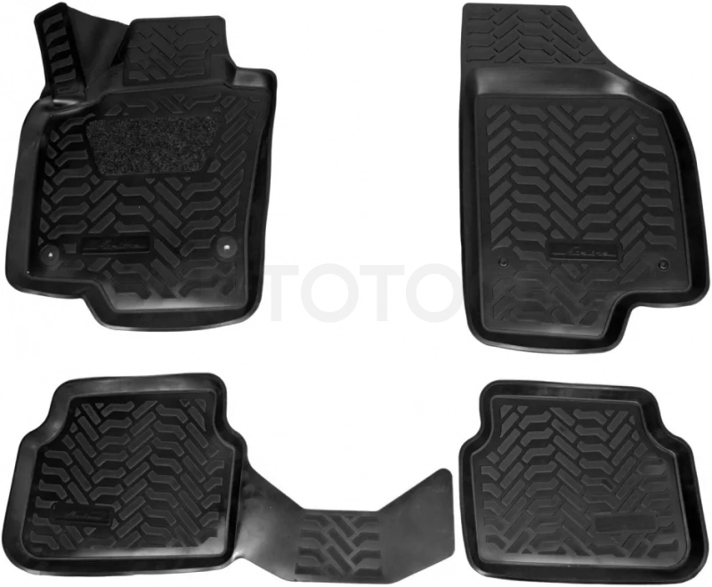 Ковры для VW Tiguan (07-16), 4 шт., (крепеж), выс.борт, 3D с подпятником, ТЭП, черн.