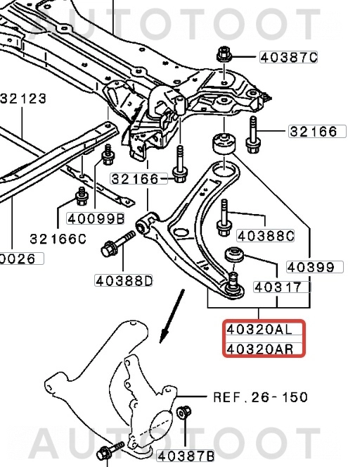 Рычаг передний правый -ST4013A282 Sat для MITSUBISHI ASX, MITSUBISHI LANCER, MITSUBISHI OUTLANDER