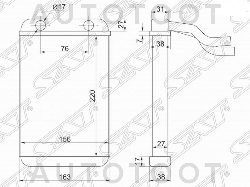 Радиатор отопителя салона -STTY893950 Sat для TOYOTA LAND CRUISER PRADO, TOYOTA HILUX, TOYOTA 4RUNNER / SURF