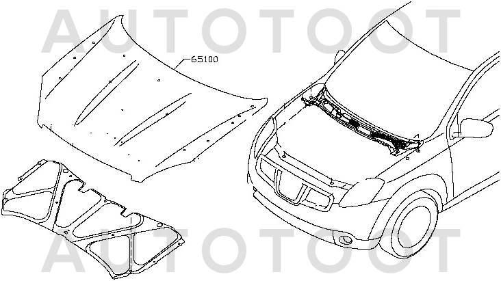 Капот -DS20133A Tyg для NISSAN DUALIS, NISSAN QASHQAI