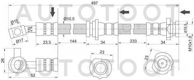 Шланг тормозной передний левый -ST462106N605 Sat для NISSAN SUNNY