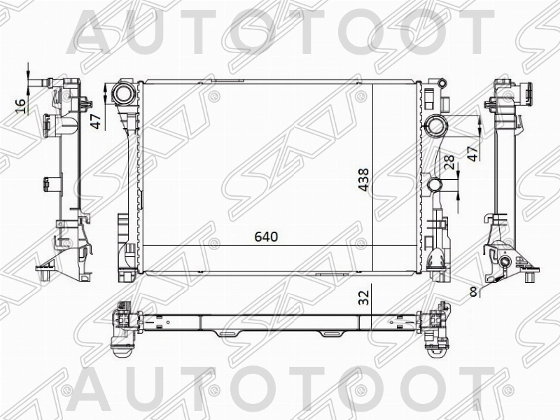 Радиатор охлаждения -STM12683 Sat для MERCEDES E-CLASS, MERCEDES C-CLASS