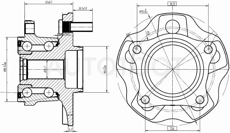 Ступичный узел задн. LEXUS RX 270/350/450h 08- 4WD/ TOYOTA HIGHLANDER 14