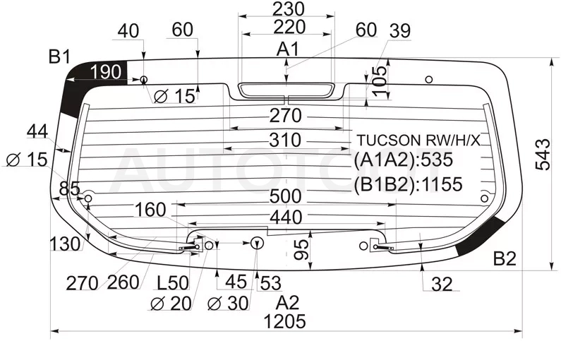 Стекло заднее (Цвет зеленый/ Обогрев) Hyundai Tucson 04-09 - Артикул TUCSONRWHX - Производитель Xyg - Фото, Отзывы, Цены