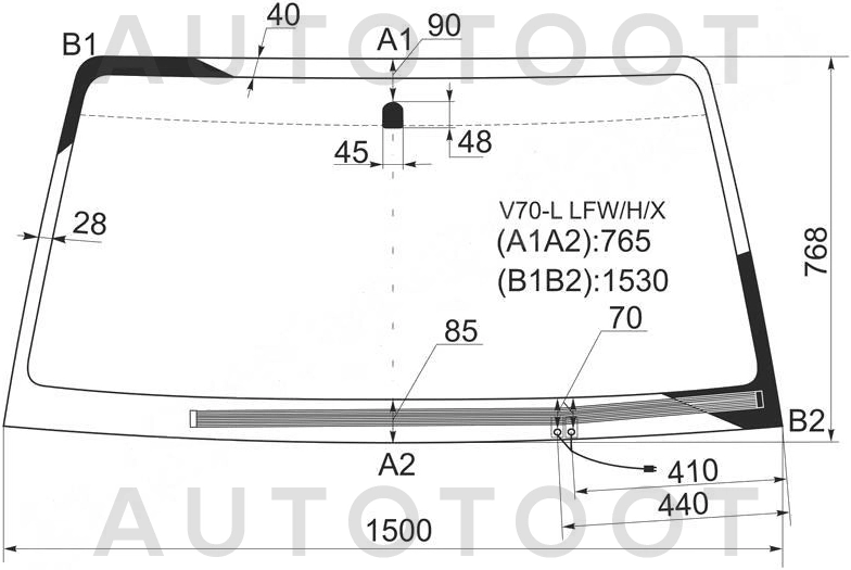 Стекло лобовое с обогревом щеток в клей -  для MITSUBISHI PAJERO