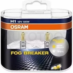Лампа H1 комплект 12V 55W FOG BREAKER +60% больше света, 2600К 2шт Osram