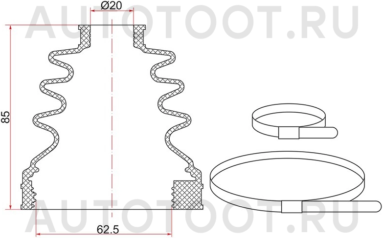 Пыльник ШРУСа внутреннего -C1609T Sat для MITSUBISHI LANCER, MITSUBISHI COLT, HYUNDAI ELANTRA, HYUNDAI GETZ, HYUNDAI I30, HYUNDAI MATRIX, MITSUBISHI ASX
