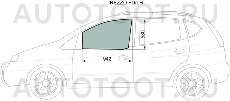 Стекло боковое опускное (Спереди/ Слева/ Цвет зеленый) -  для CHEVROLET REZZO