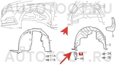 Брызговик задний левый перед колесом -  для VOLKSWAGEN POLO, SKODA RAPID