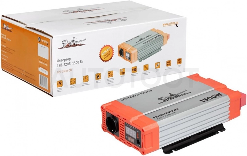 Преобразователь напряжения (инвертор) 12/220V 1500W AIRLINE