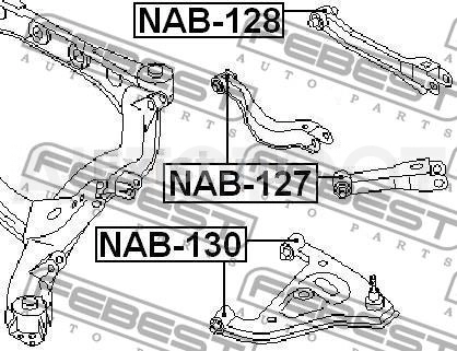 Сайлентблок заднего верхнего поперечного рычага верхний -NAB128 Febest для NISSAN SKYLINE
