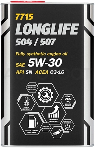 5W-30 MANNOL LONGLIFE 504/507 1л Масло моторное синтетическое - Артикул MN77151ME - Производитель Mannol - Фото, Отзывы, Цены
