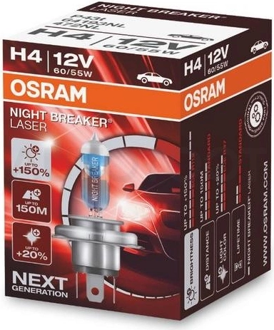 Лампа H4 12B 60/55W P43T+130% NIGHT BREAKER LASER