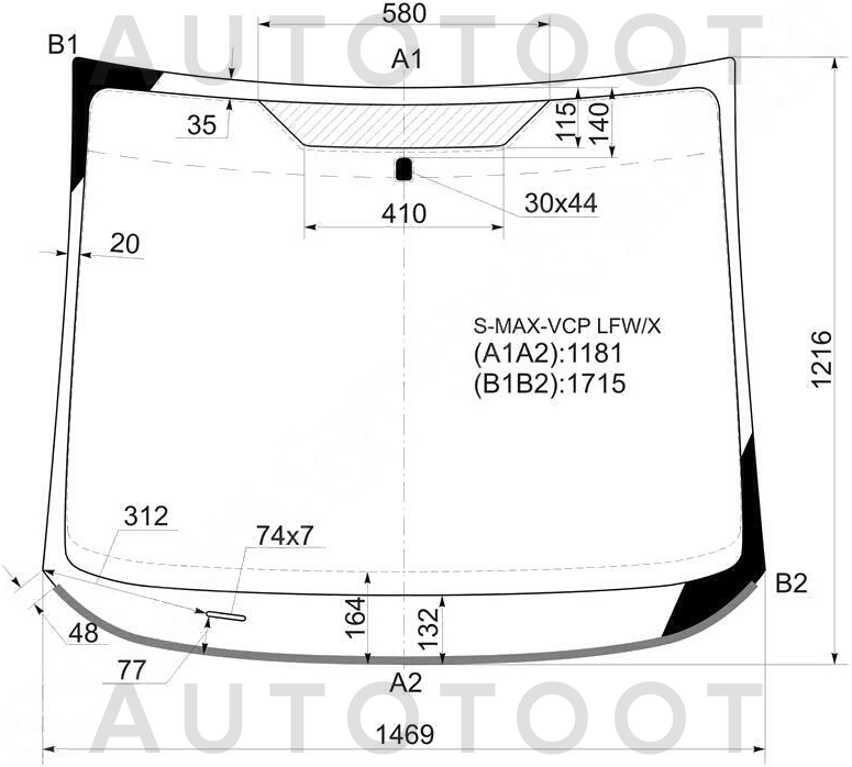 Стекло лобовое в клей -  для FORD S-MAX