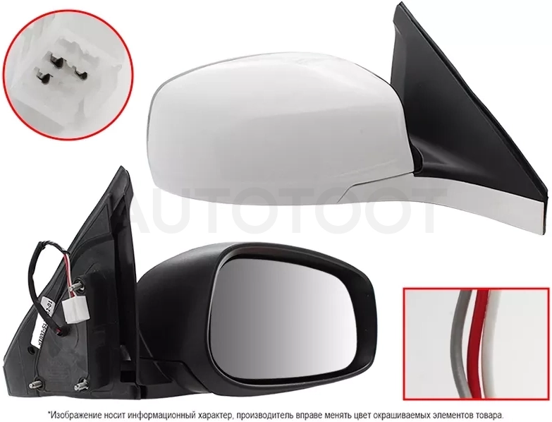 Зеркало Suzuki Swift 03-10 (Справа/ Регулировка/ 3 контакта) - Артикул STSZ339401 - Производитель Sat - Фото, Отзывы, Цены