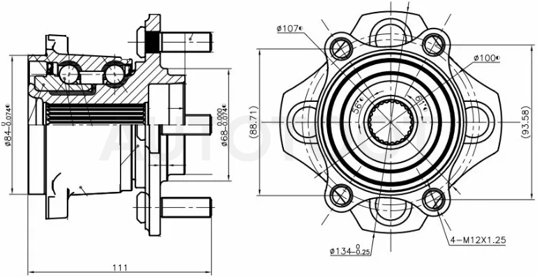 Ступичный узел задн. NISSAN AD/SYLPHY/CUBE/MARCH/NOTE/TIIDA/WINGROAD 4WD 05