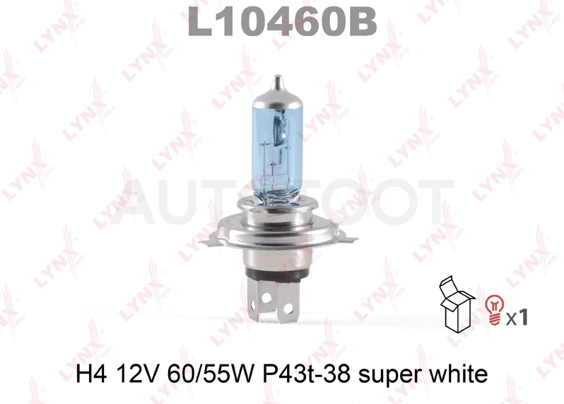 Лампа H4 12V 60/55W P43T-38 SUPER WHITE