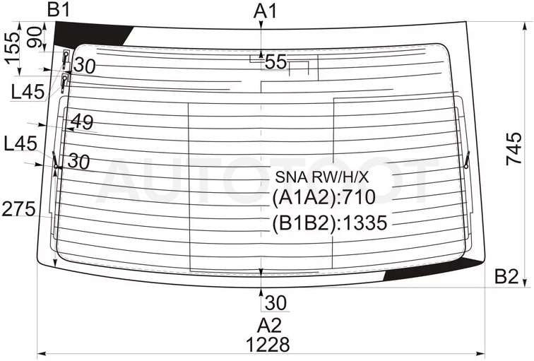Стекло заднее (Цвет зеленый/ Обогрев/ Антенна/ 4D SED) Honda Civic 05-12 / Civic USA 05-08