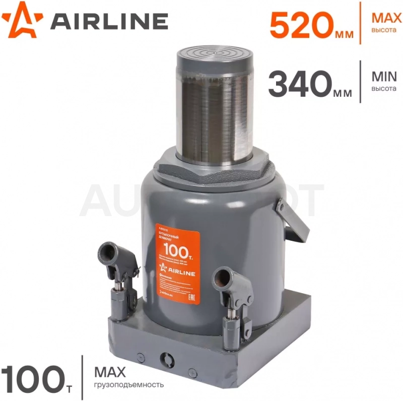 Домкрат бутылочный 100т 330-530мм - Артикул AJB100S - Производитель Airline - Фото, Отзывы, Цены