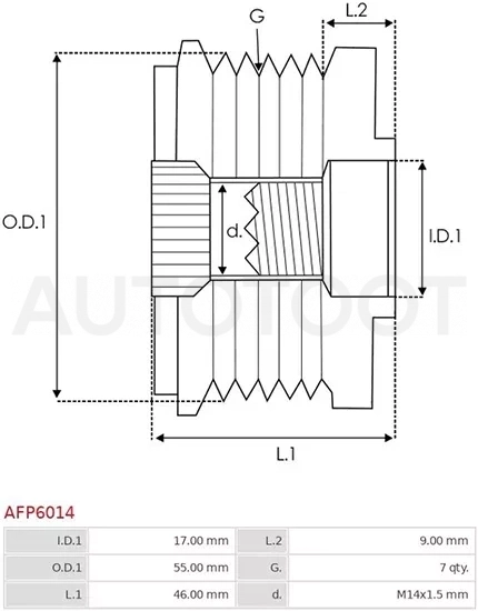 Шкив генератора TOYOTA ALPHARD/CAMRY/ESTIMA/RAV4 1AZ/2AZ 05 - Артикул AFP6014 - Производитель AS-PL - Фото, Отзывы, Цены