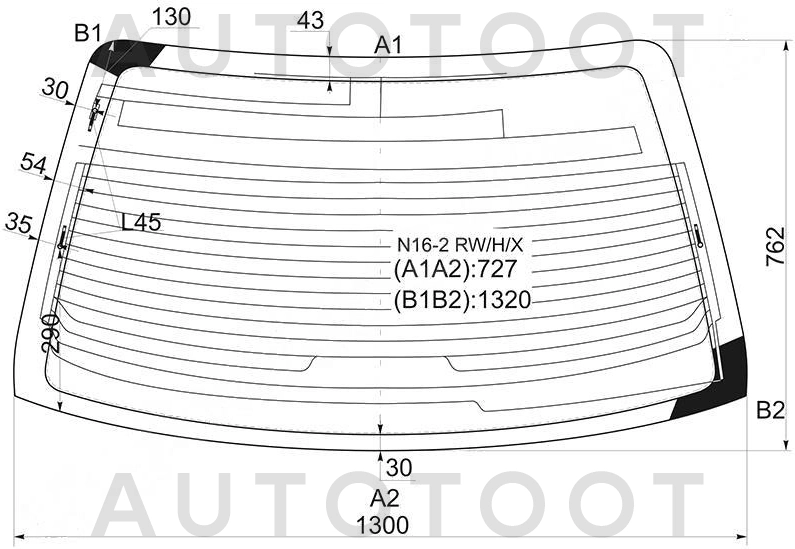 Стекло заднее с обогревом -  для NISSAN ALMERA, NISSAN BLUEBIRD SYLPHY, NISSAN ALMERA CLASSIC