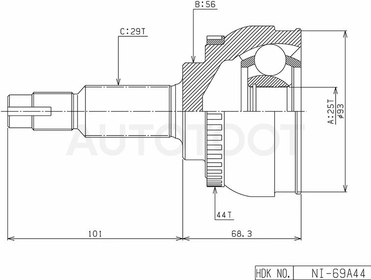 Шрус (Спереди/ Наруж) Nissan Murano 02-16 / X-Trail 00-07 / Cefiro 94-03 / Maxima 00-06