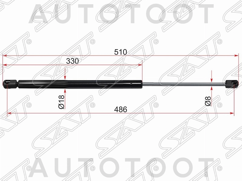 Амортизатор крышки багажника левый=правый -ST5C6827550 Sat для VOLKSWAGEN JETTA