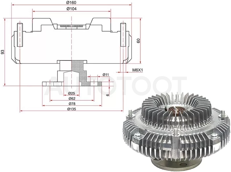 Вискомуфта Mitsubishi Fuso Canter FE5 93-02 / Fuso Canter FE6 93-02